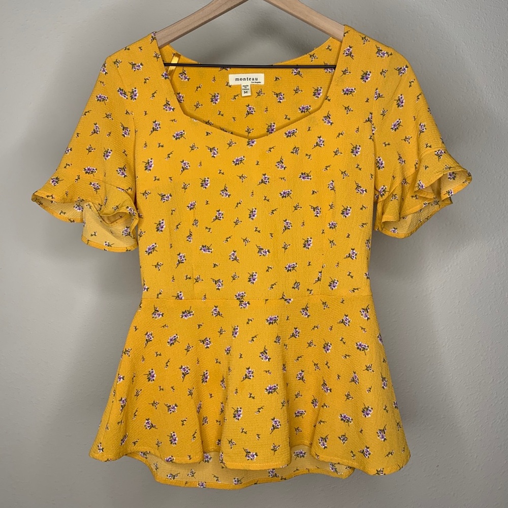 Monteau Yellow Floral Top